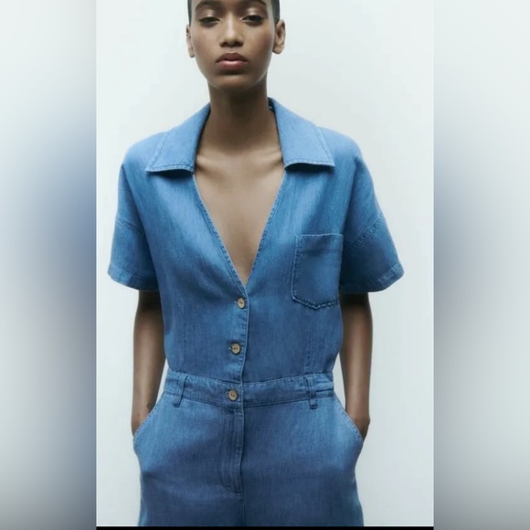 Zara Denim Jumpsuit - Picture 3 of 7
